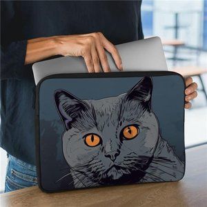 British Shorthair 2-Sided Print 16" Laptop Sleeve - Gray Cat Laptop Sleeve